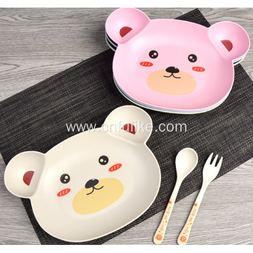 Colorful Bear Shape Bamboo Fiber Dinnerware Set